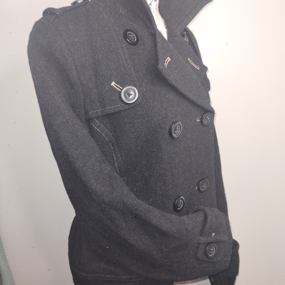 AEO Black Reversible Double Breasted Peacoat M - Picture 11 of 12